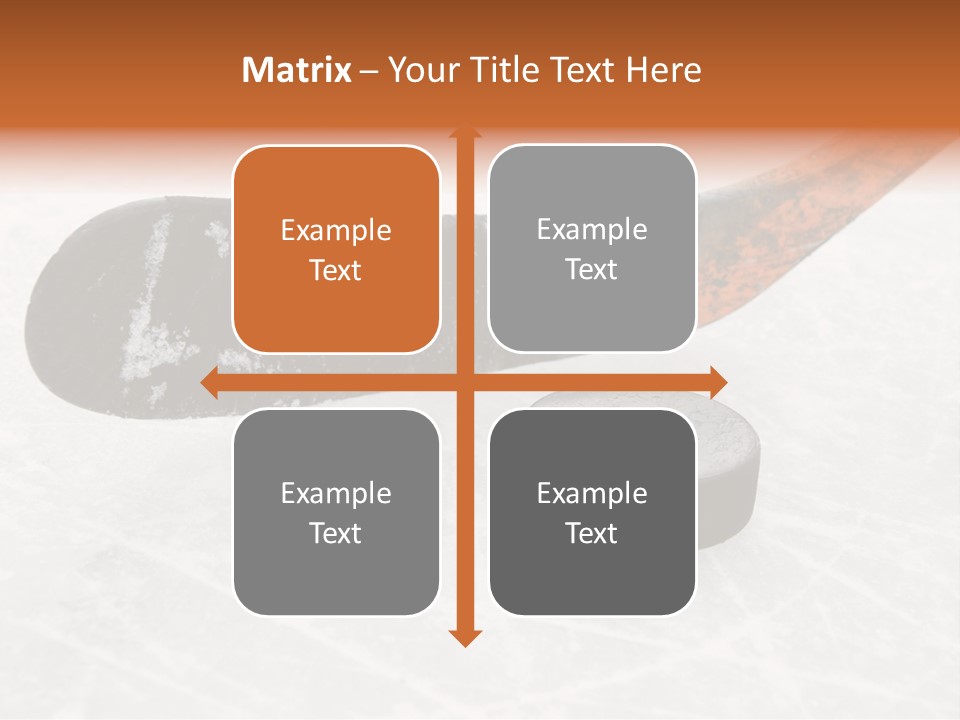 A Hockey Goalie's Hockey Stick And Puck On The Ice PowerPoint Template