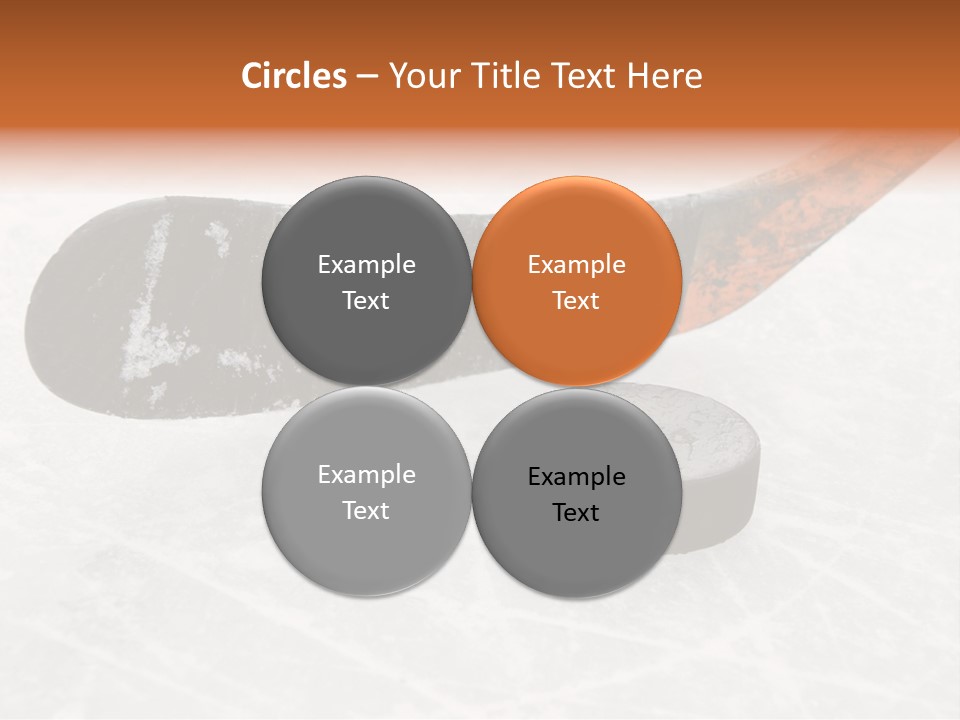 A Hockey Goalie's Hockey Stick And Puck On The Ice PowerPoint Template