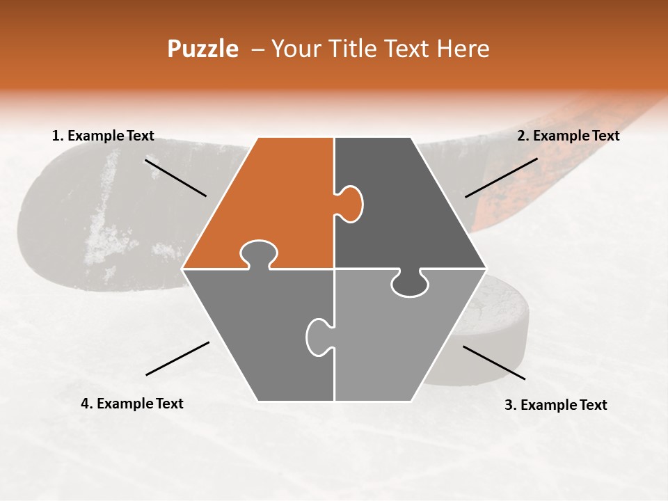 A Hockey Goalie's Hockey Stick And Puck On The Ice PowerPoint Template