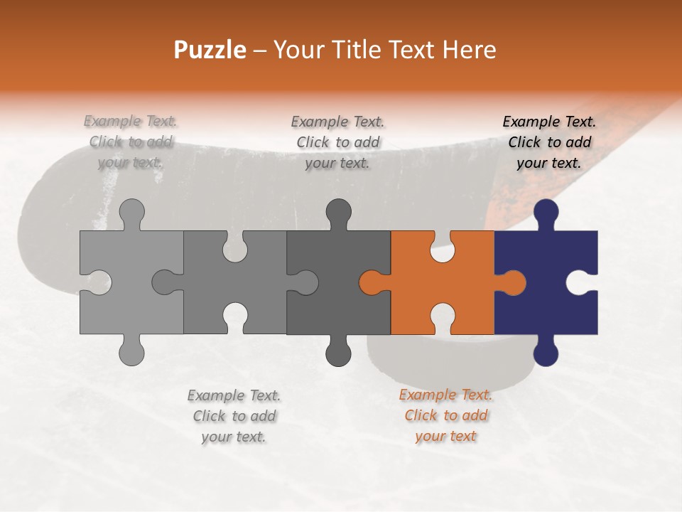 A Hockey Goalie's Hockey Stick And Puck On The Ice PowerPoint Template