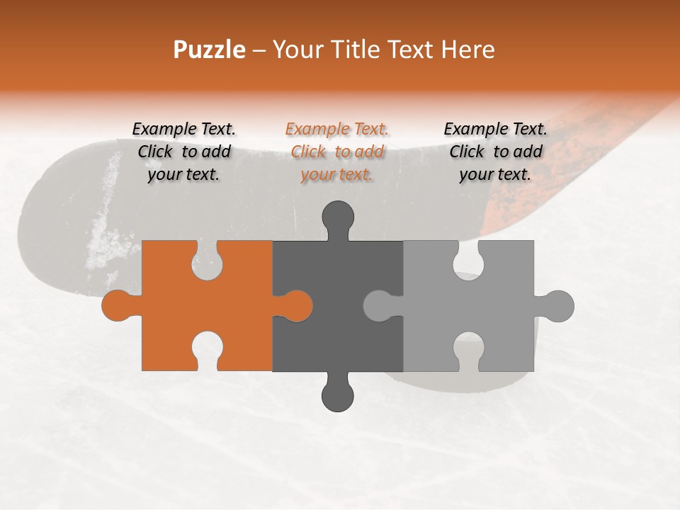 A Hockey Goalie's Hockey Stick And Puck On The Ice PowerPoint Template