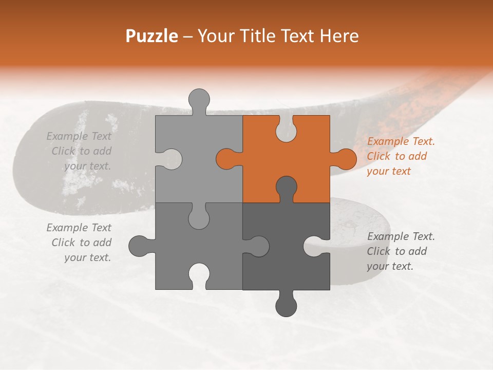 A Hockey Goalie's Hockey Stick And Puck On The Ice PowerPoint Template