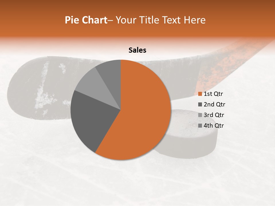 A Hockey Goalie's Hockey Stick And Puck On The Ice PowerPoint Template