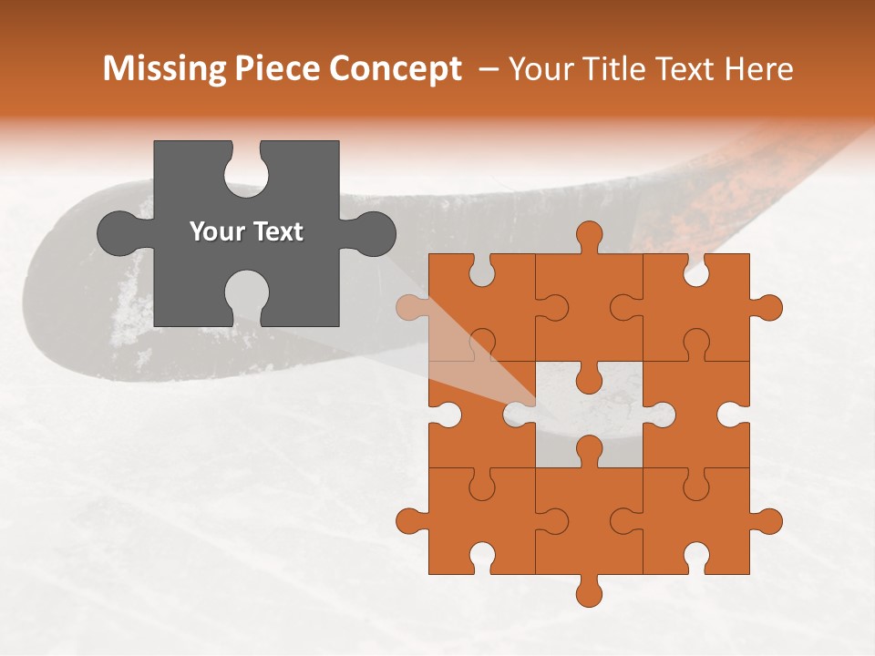 A Hockey Goalie's Hockey Stick And Puck On The Ice PowerPoint Template