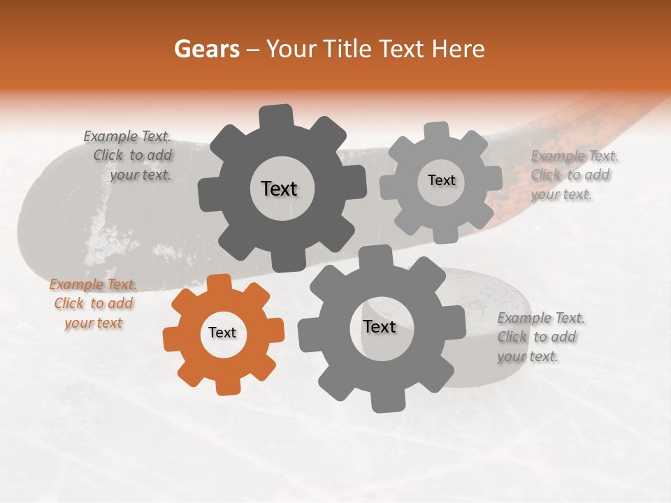 A Hockey Goalie's Hockey Stick And Puck On The Ice PowerPoint Template