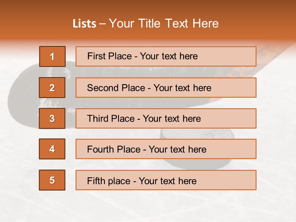 A Hockey Goalie's Hockey Stick And Puck On The Ice PowerPoint Template