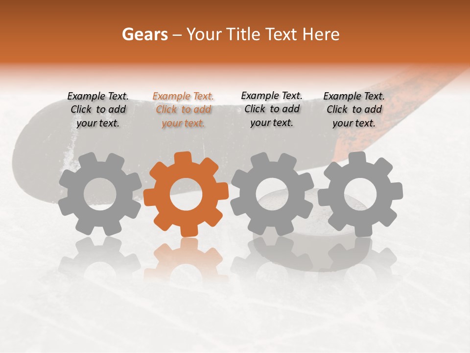 A Hockey Goalie's Hockey Stick And Puck On The Ice PowerPoint Template