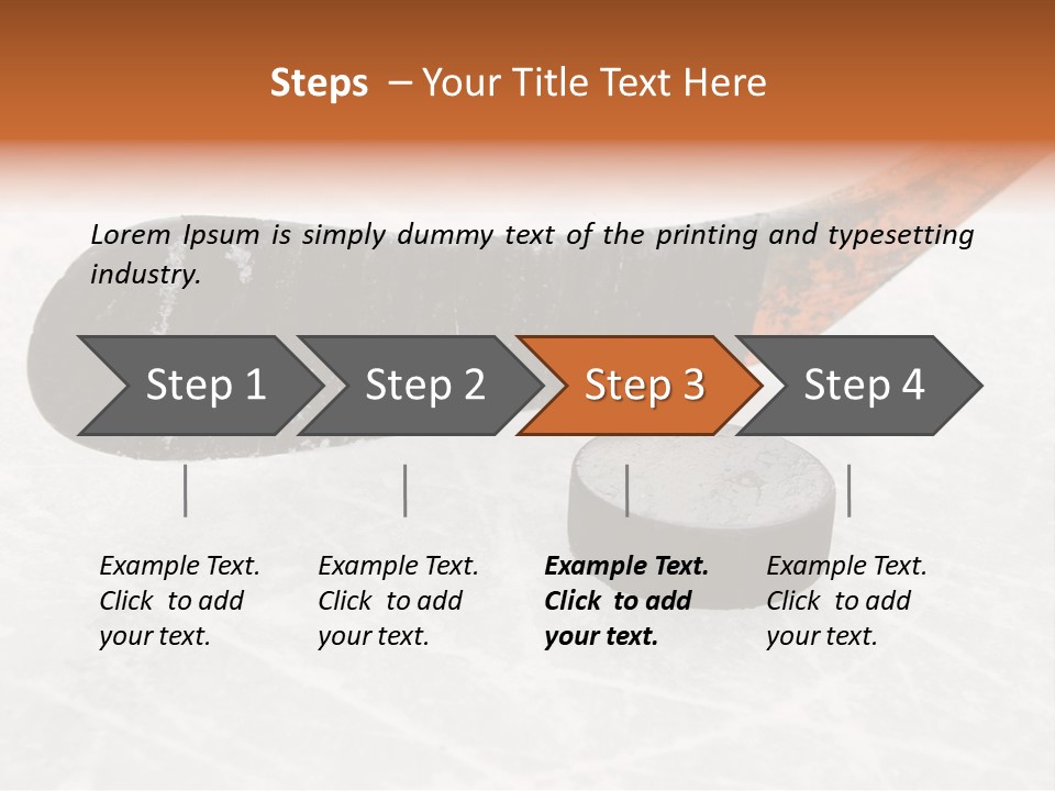 A Hockey Goalie's Hockey Stick And Puck On The Ice PowerPoint Template