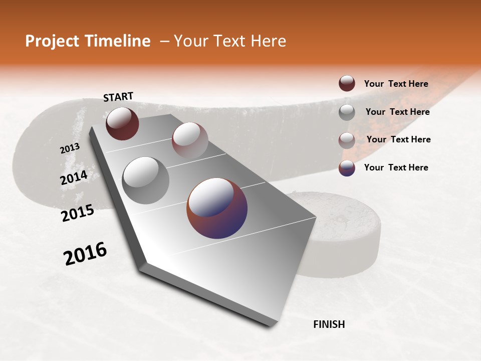A Hockey Goalie's Hockey Stick And Puck On The Ice PowerPoint Template