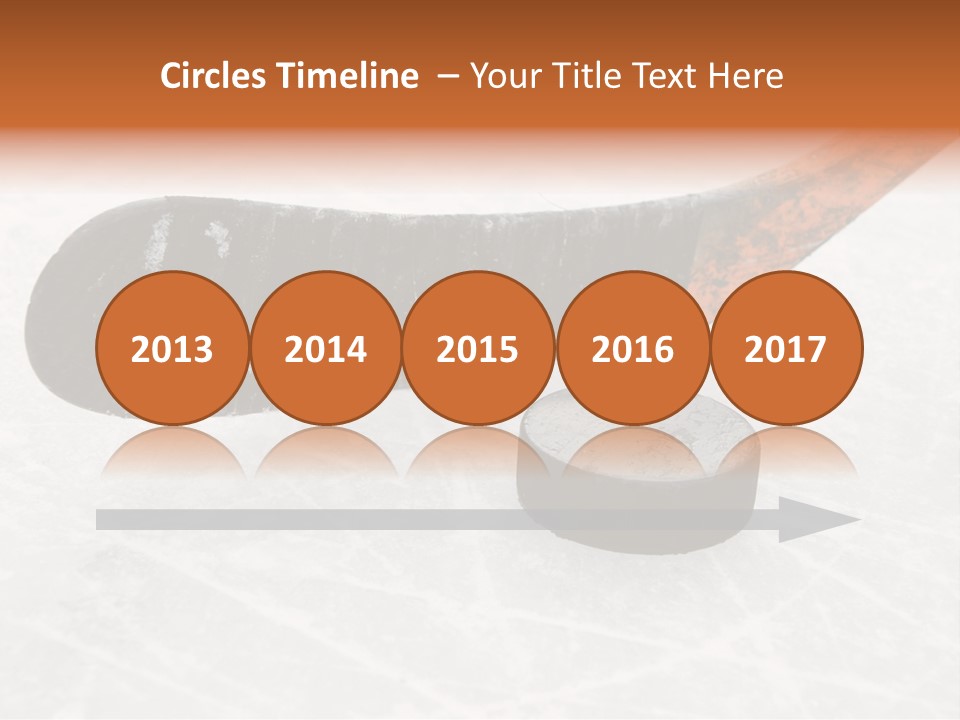 A Hockey Goalie's Hockey Stick And Puck On The Ice PowerPoint Template