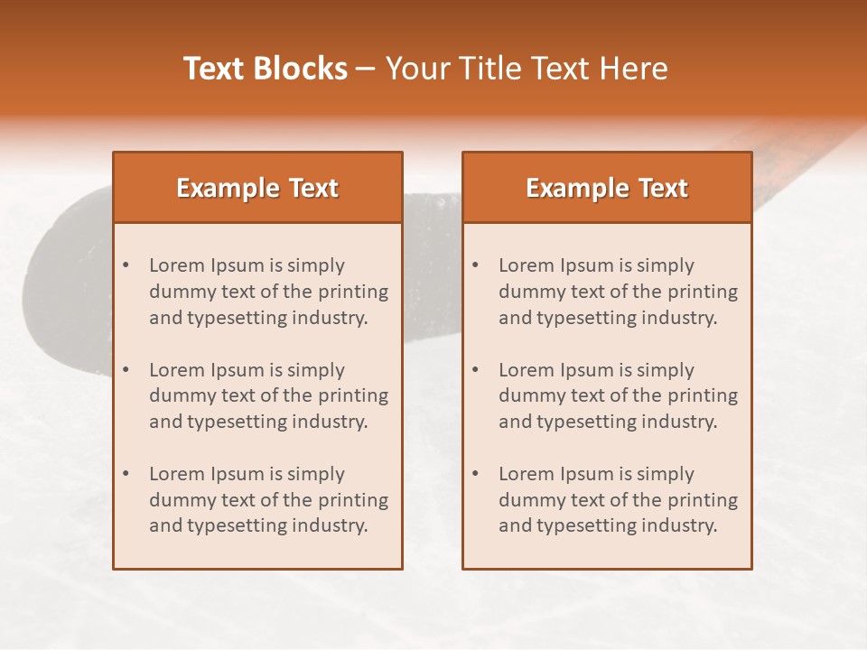 A Hockey Goalie's Hockey Stick And Puck On The Ice PowerPoint Template