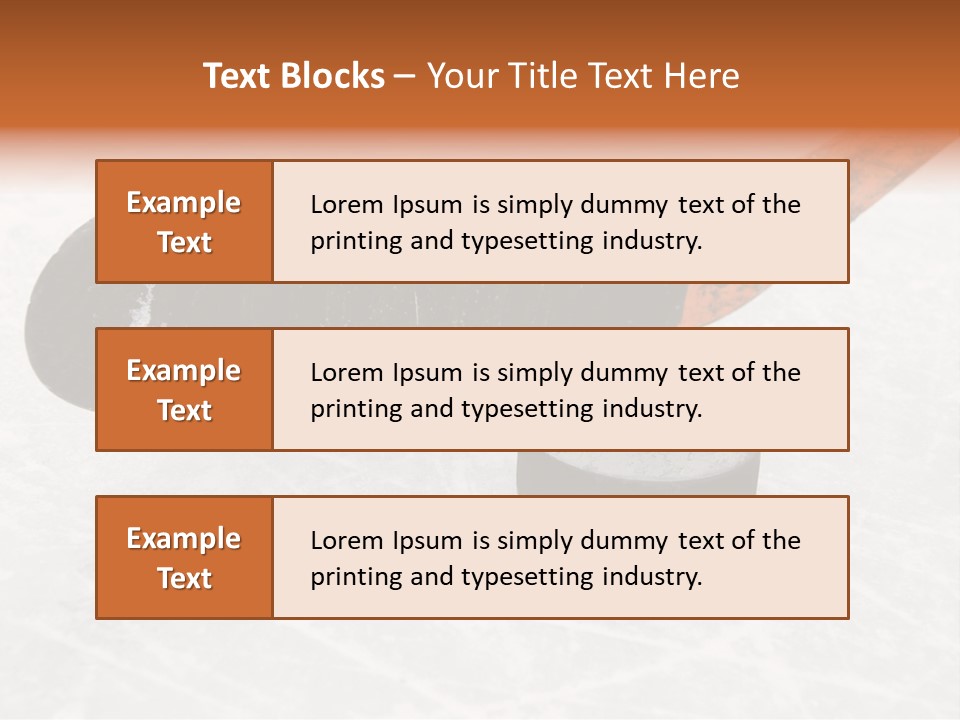 A Hockey Goalie's Hockey Stick And Puck On The Ice PowerPoint Template