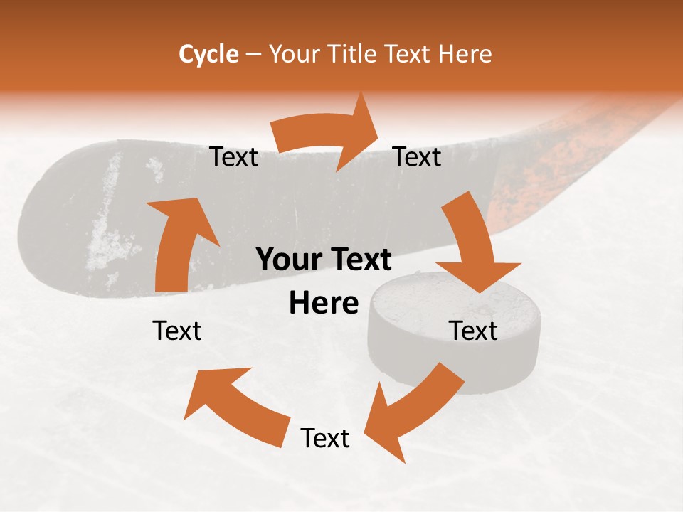 A Hockey Goalie's Hockey Stick And Puck On The Ice PowerPoint Template