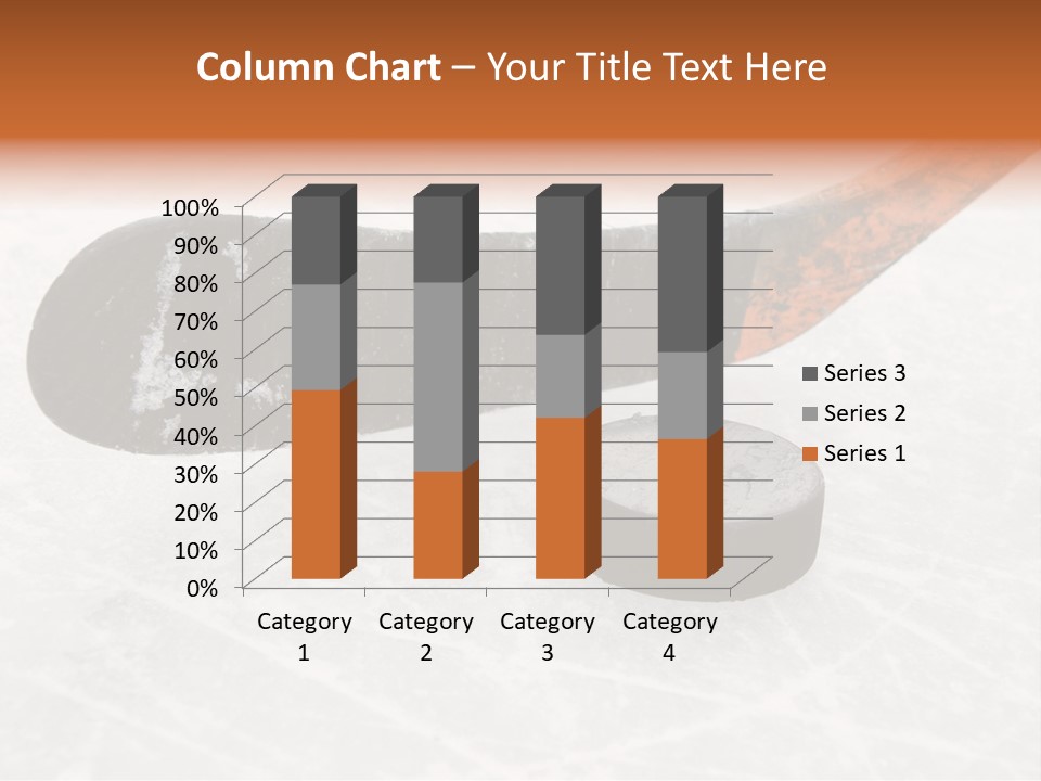 A Hockey Goalie's Hockey Stick And Puck On The Ice PowerPoint Template