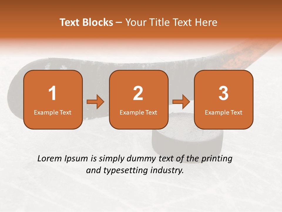 A Hockey Goalie's Hockey Stick And Puck On The Ice PowerPoint Template
