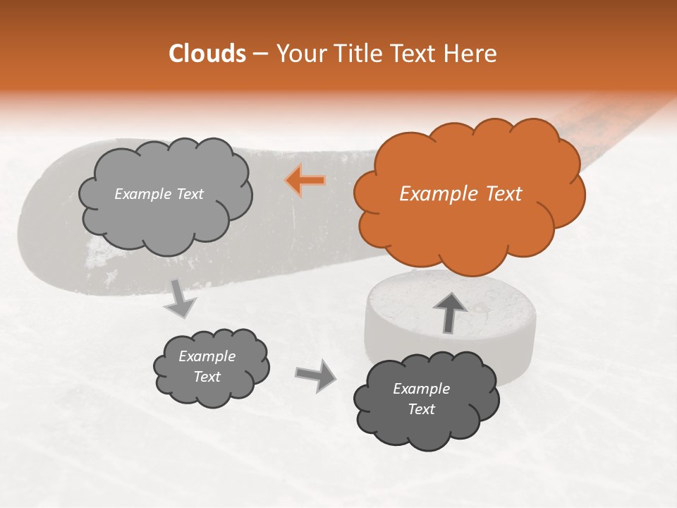 A Hockey Goalie's Hockey Stick And Puck On The Ice PowerPoint Template