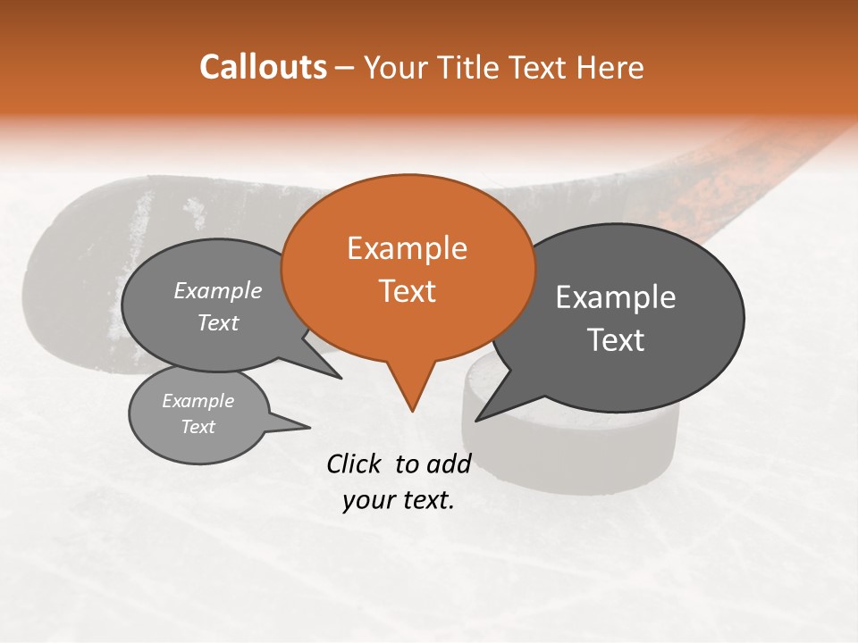 A Hockey Goalie's Hockey Stick And Puck On The Ice PowerPoint Template