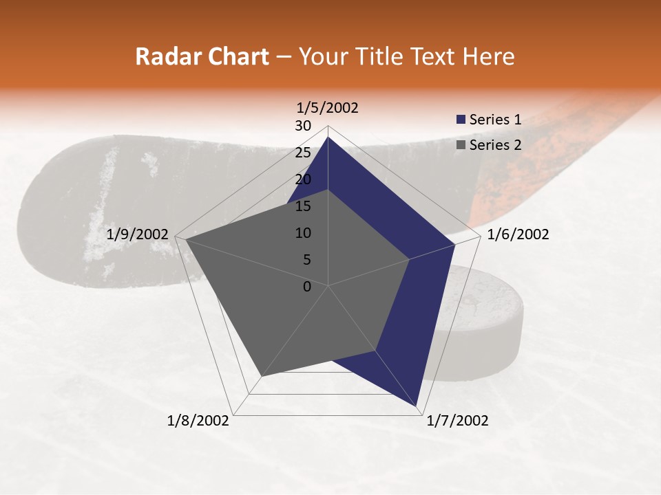 A Hockey Goalie's Hockey Stick And Puck On The Ice PowerPoint Template