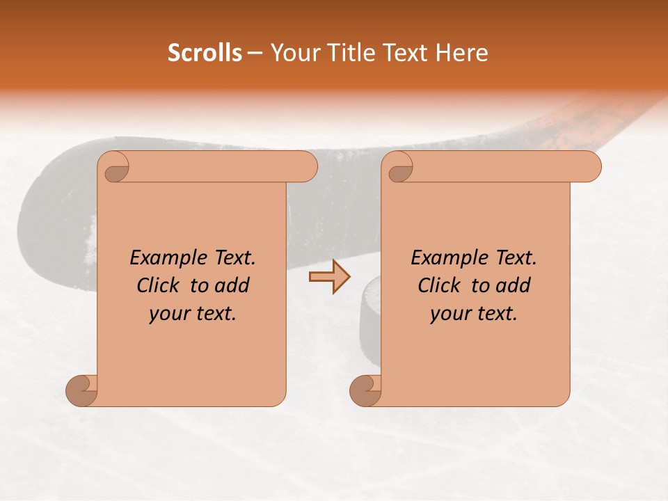 A Hockey Goalie's Hockey Stick And Puck On The Ice PowerPoint Template