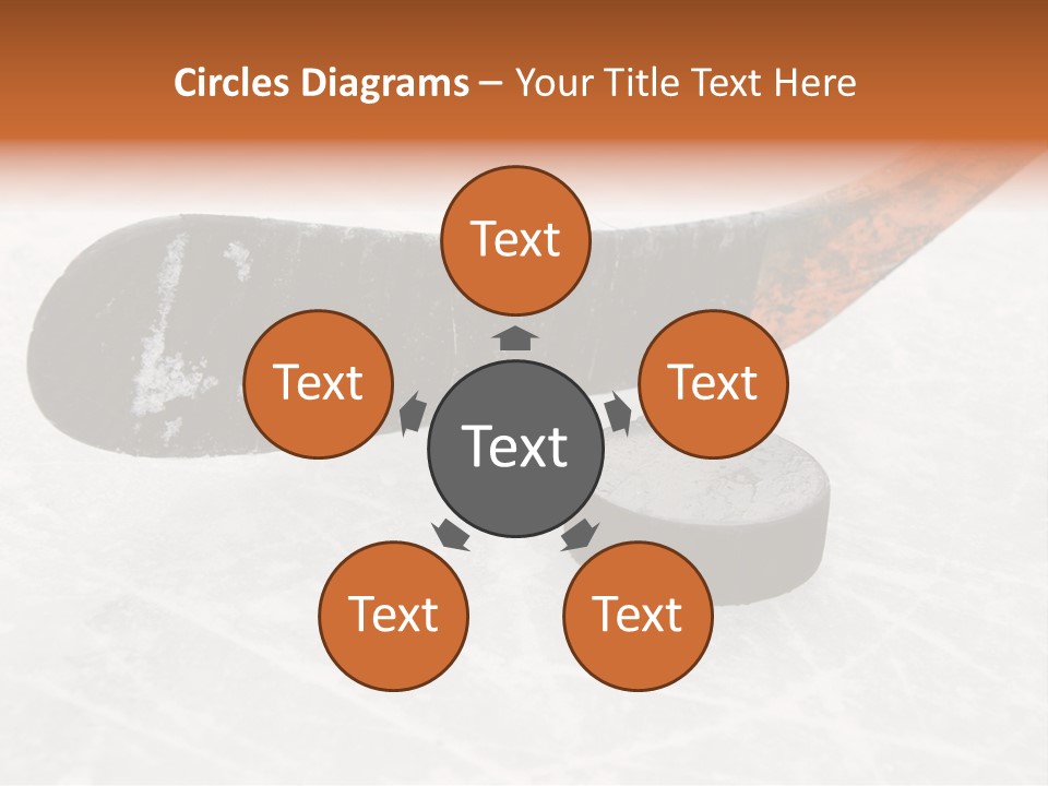 A Hockey Goalie's Hockey Stick And Puck On The Ice PowerPoint Template