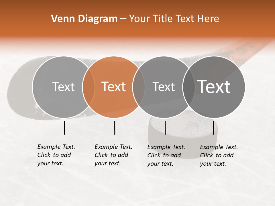 A Hockey Goalie's Hockey Stick And Puck On The Ice PowerPoint Template