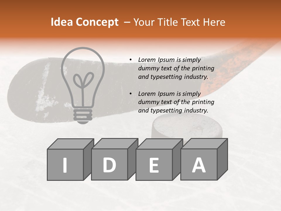 A Hockey Goalie's Hockey Stick And Puck On The Ice PowerPoint Template