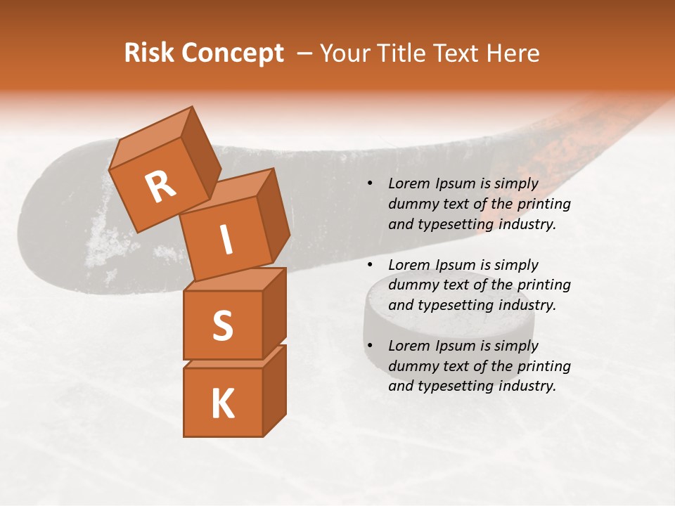 A Hockey Goalie's Hockey Stick And Puck On The Ice PowerPoint Template