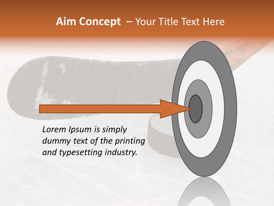 A Hockey Goalie's Hockey Stick And Puck On The Ice PowerPoint Template