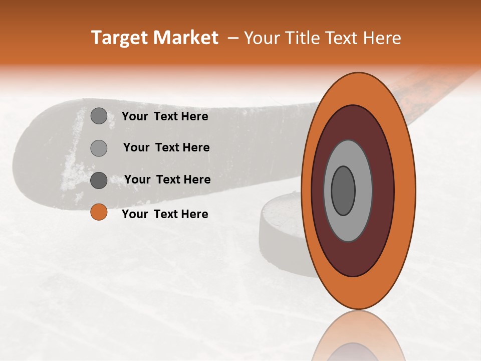 A Hockey Goalie's Hockey Stick And Puck On The Ice PowerPoint Template