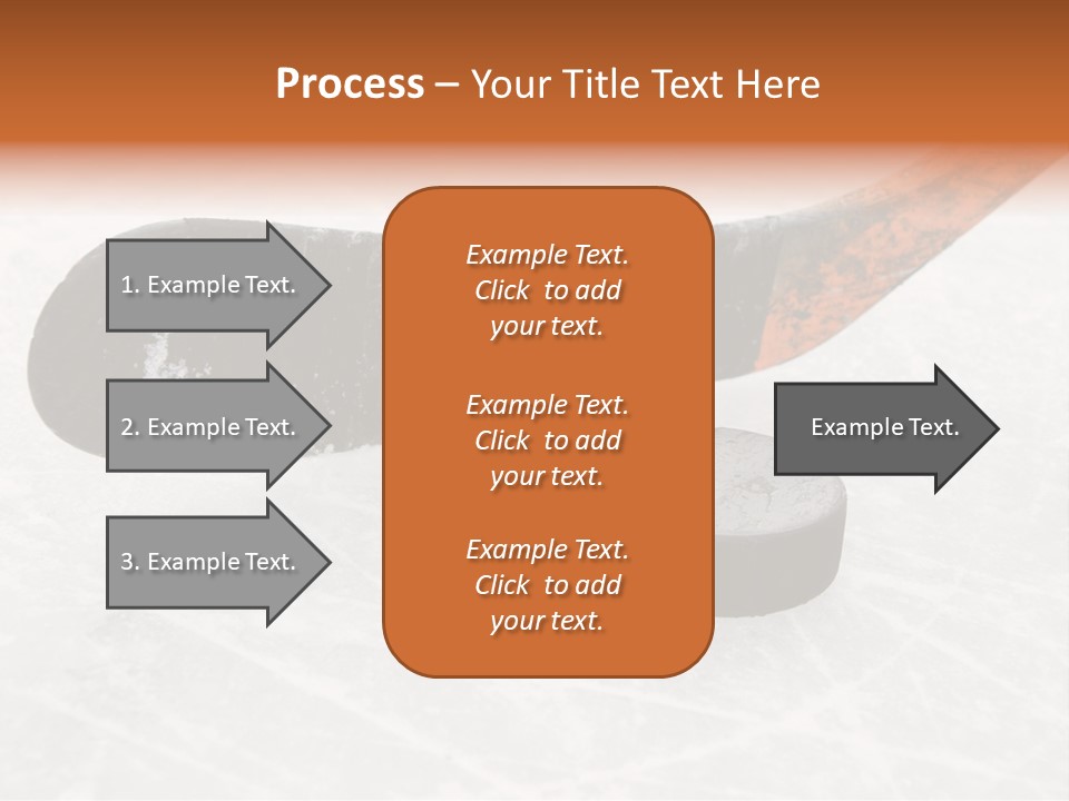 A Hockey Goalie's Hockey Stick And Puck On The Ice PowerPoint Template