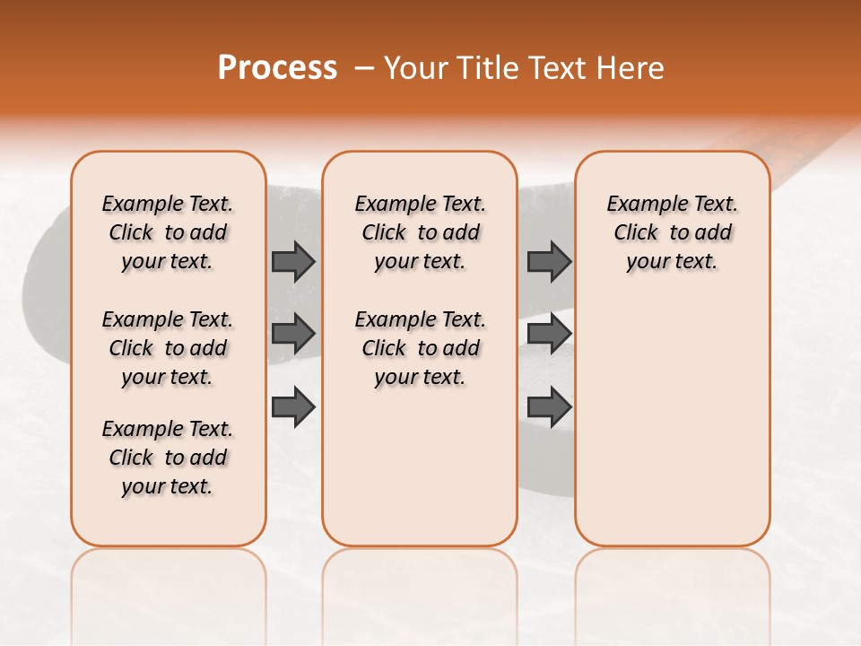 A Hockey Goalie's Hockey Stick And Puck On The Ice PowerPoint Template