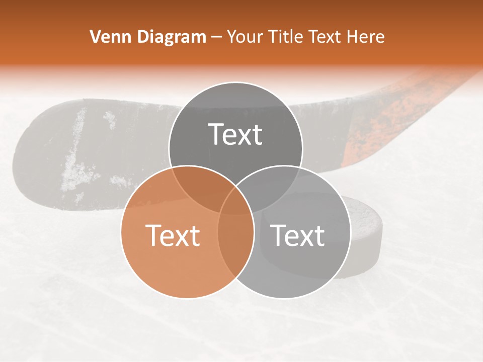 A Hockey Goalie's Hockey Stick And Puck On The Ice PowerPoint Template