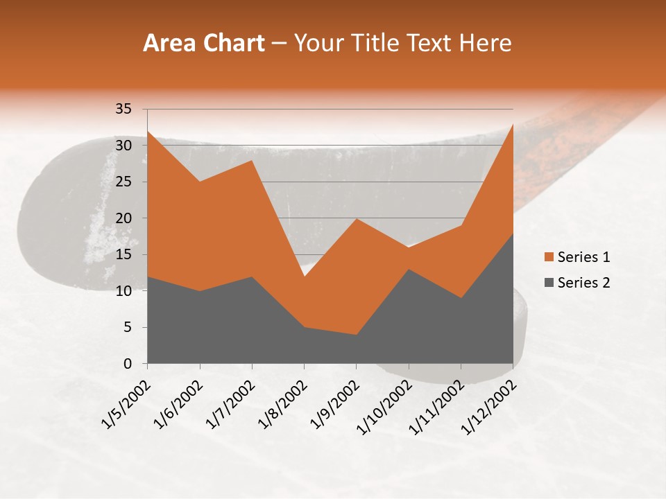 A Hockey Goalie's Hockey Stick And Puck On The Ice PowerPoint Template