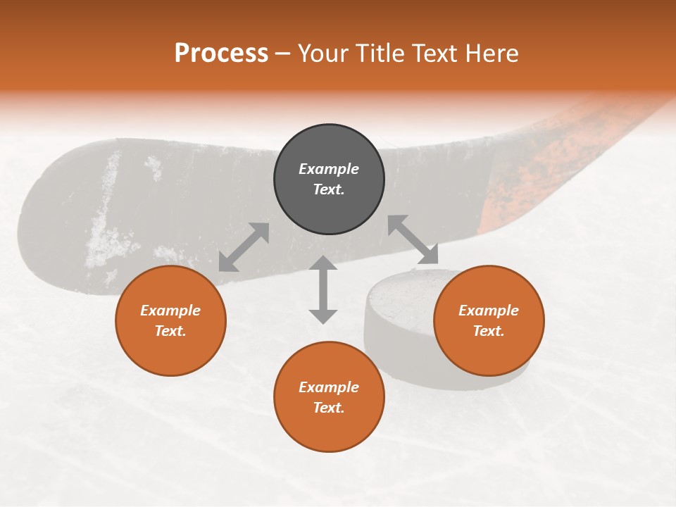 A Hockey Goalie's Hockey Stick And Puck On The Ice PowerPoint Template