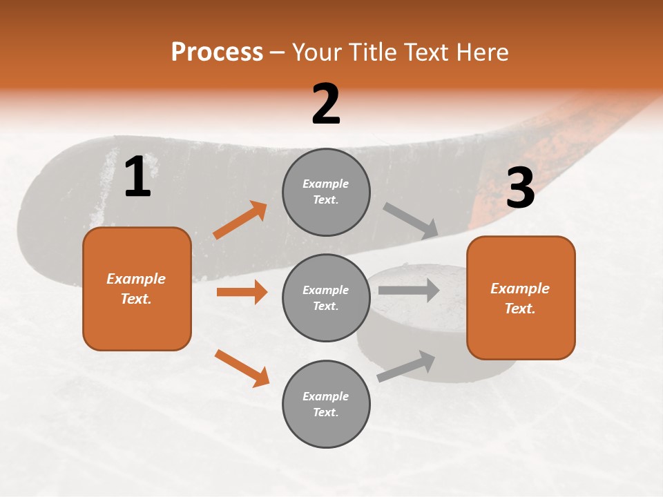 A Hockey Goalie's Hockey Stick And Puck On The Ice PowerPoint Template