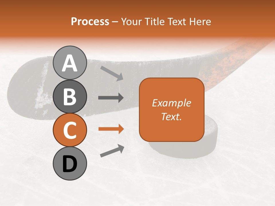 A Hockey Goalie's Hockey Stick And Puck On The Ice PowerPoint Template