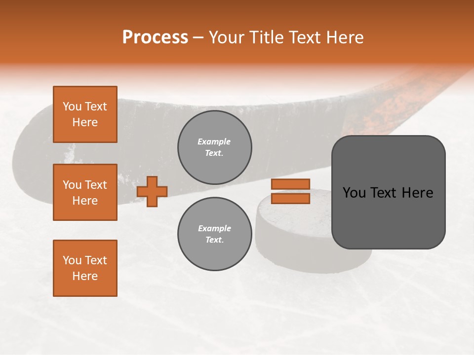 A Hockey Goalie's Hockey Stick And Puck On The Ice PowerPoint Template