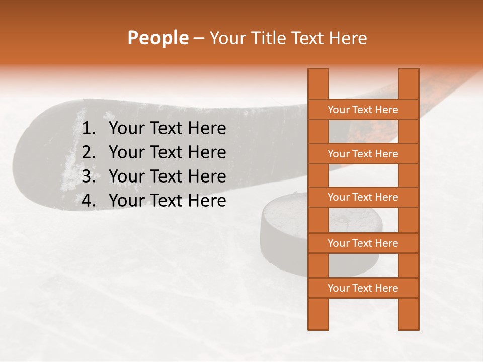 A Hockey Goalie's Hockey Stick And Puck On The Ice PowerPoint Template