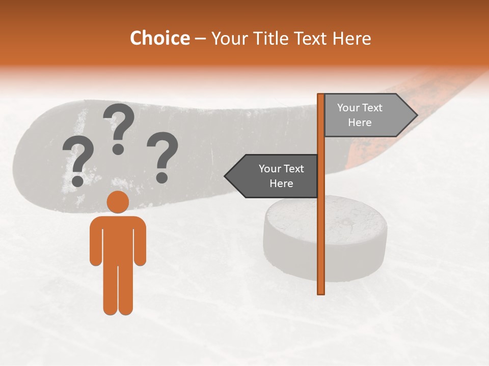 A Hockey Goalie's Hockey Stick And Puck On The Ice PowerPoint Template