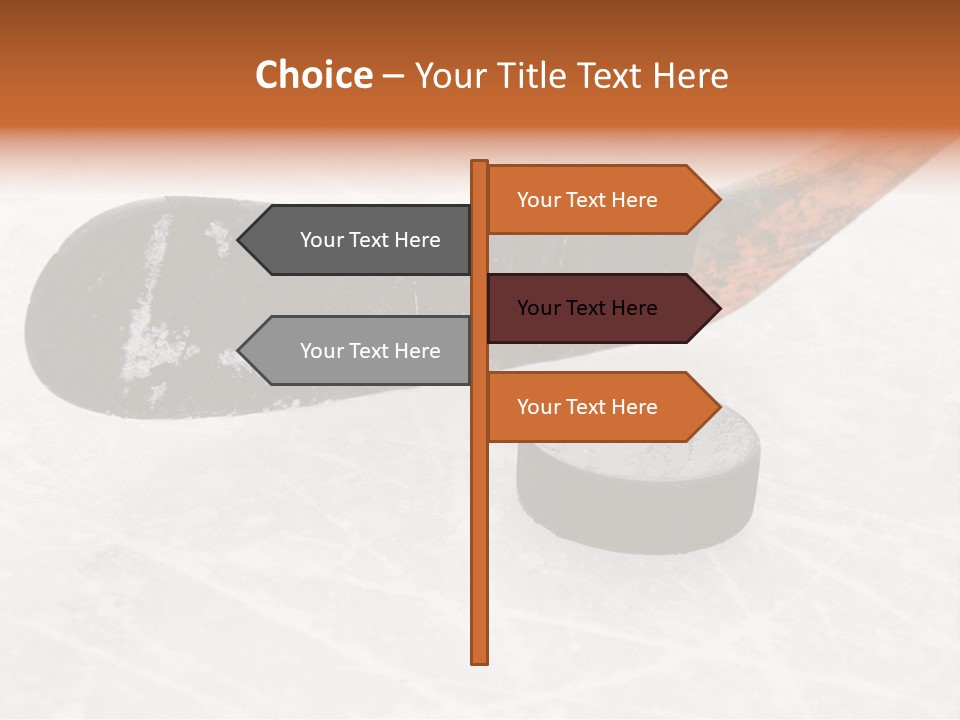 A Hockey Goalie's Hockey Stick And Puck On The Ice PowerPoint Template