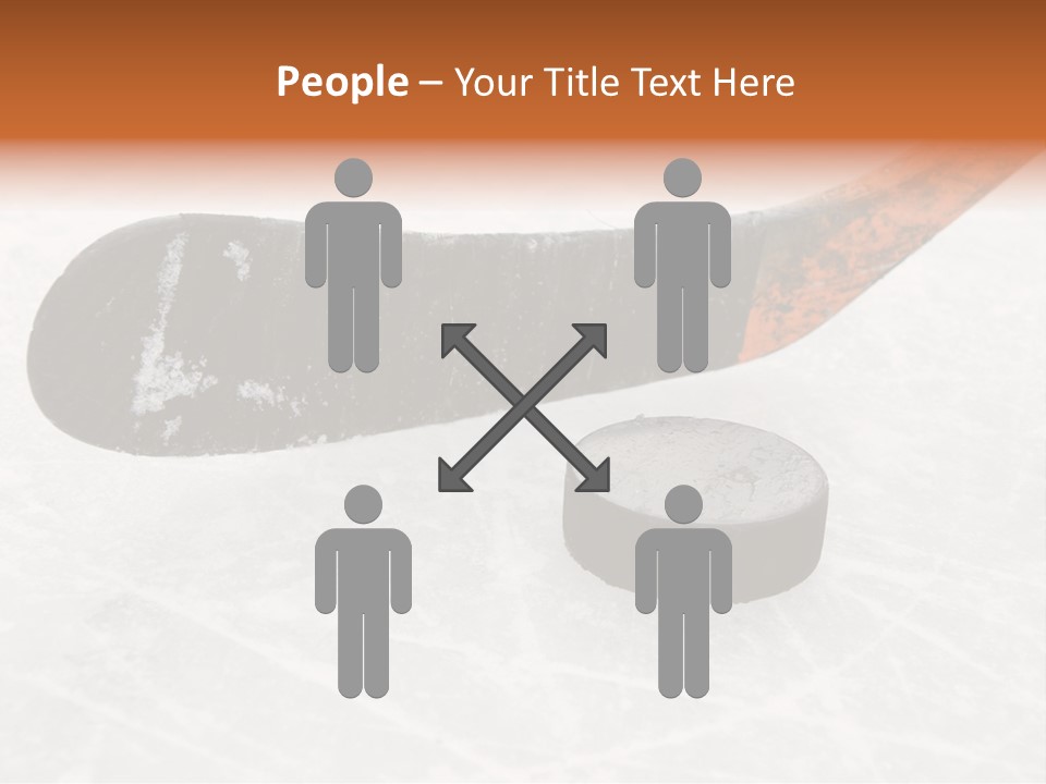 A Hockey Goalie's Hockey Stick And Puck On The Ice PowerPoint Template