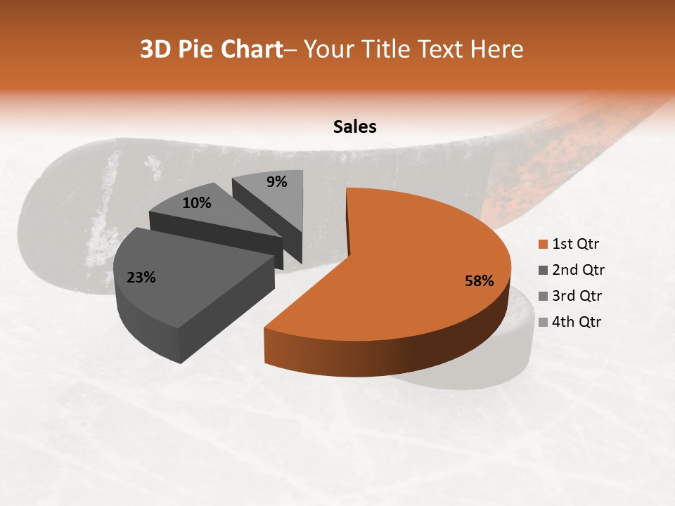 A Hockey Goalie's Hockey Stick And Puck On The Ice PowerPoint Template