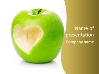 A Green Apple With A Heart Cut In Half PowerPoint Template