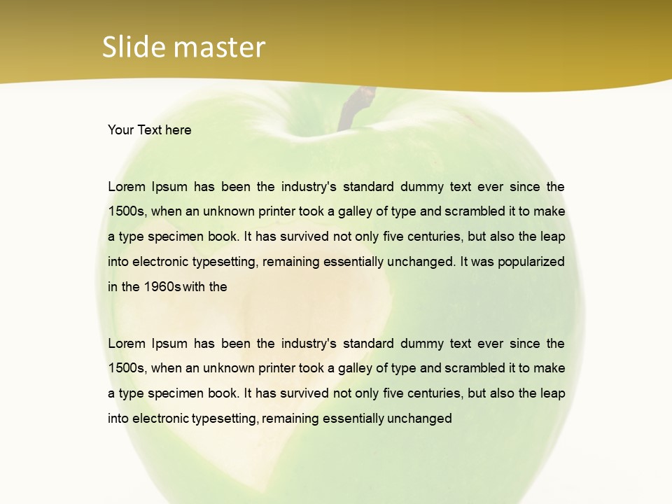 A Green Apple With A Heart Cut In Half PowerPoint Template
