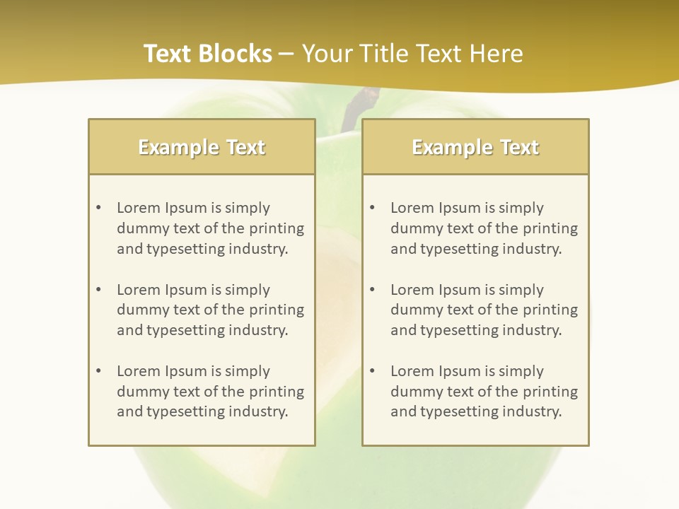 A Green Apple With A Heart Cut In Half PowerPoint Template
