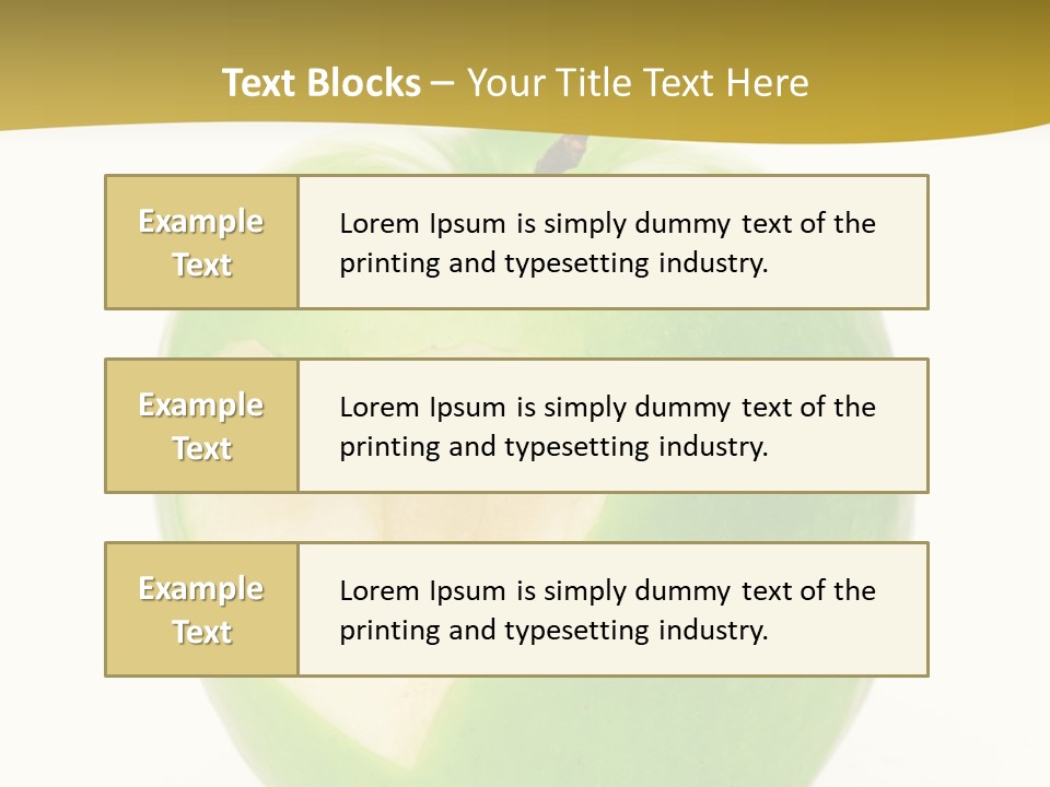 A Green Apple With A Heart Cut In Half PowerPoint Template