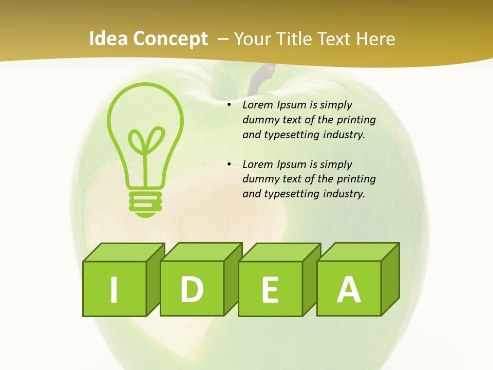 A Green Apple With A Heart Cut In Half PowerPoint Template