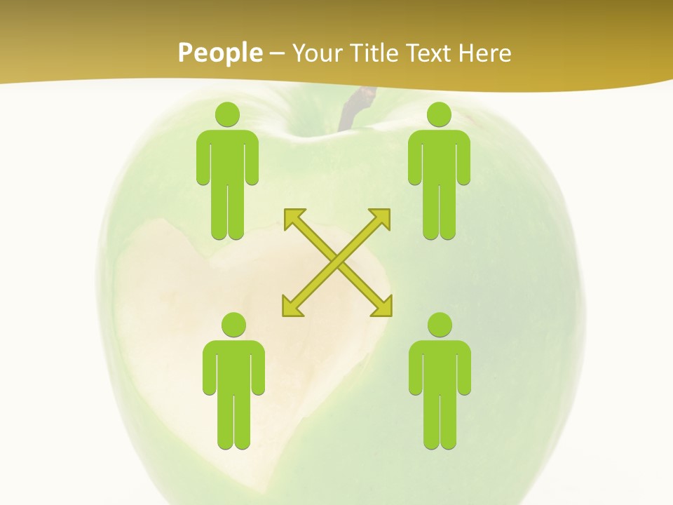 A Green Apple With A Heart Cut In Half PowerPoint Template