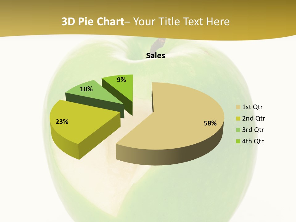 A Green Apple With A Heart Cut In Half PowerPoint Template