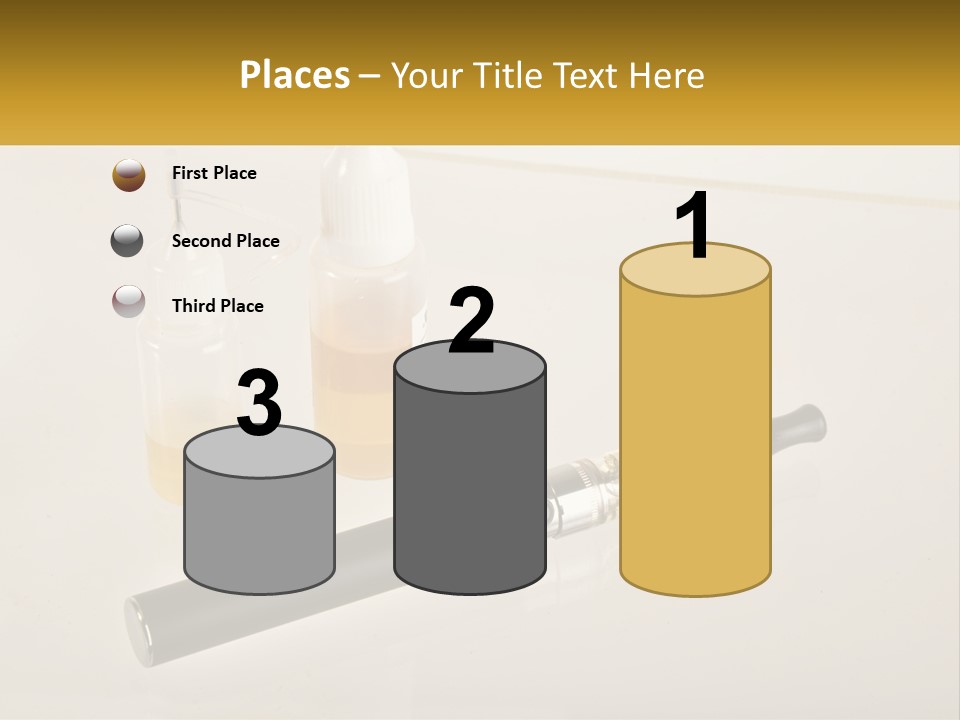 A Bottle Of Liquid Next To An Electronic Device PowerPoint Template